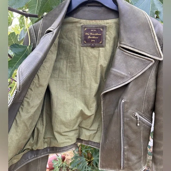 What Goes Around Comes Around Olive Jeather Jacket - Picture 3 of 7